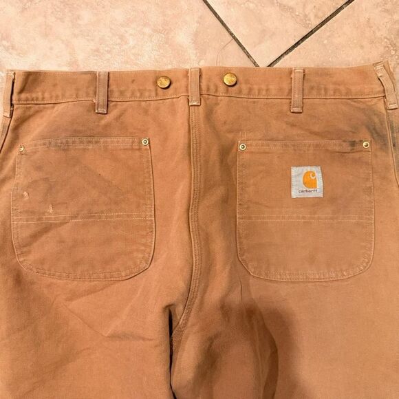 Carhartt Brown Duck Quilt Lined WorkPant 36x30 USA Made B11 Insulated Red Lining - Picture 8 of 8